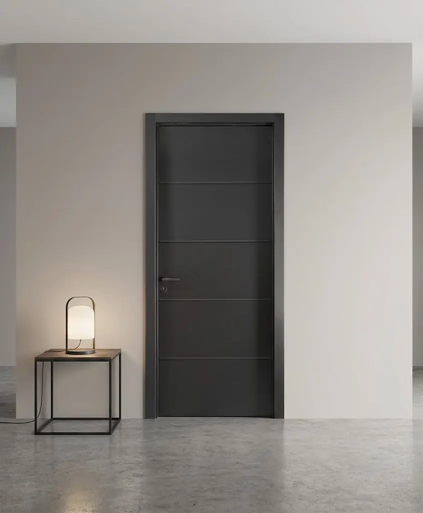 Puerta interior Oblak Croma Coat con pintura final color negro mate